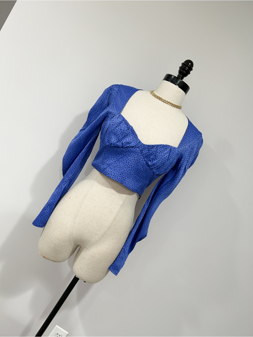 Zara Royal Blue Long-Sleeve Crop Bustier Top